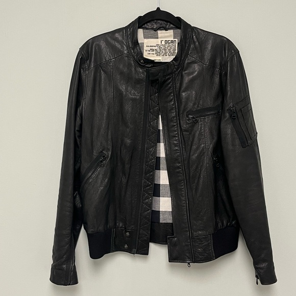 Rogan Lambskin Motorcycle Jacket Mens Black. Size Medium. - Picture 3 of 16